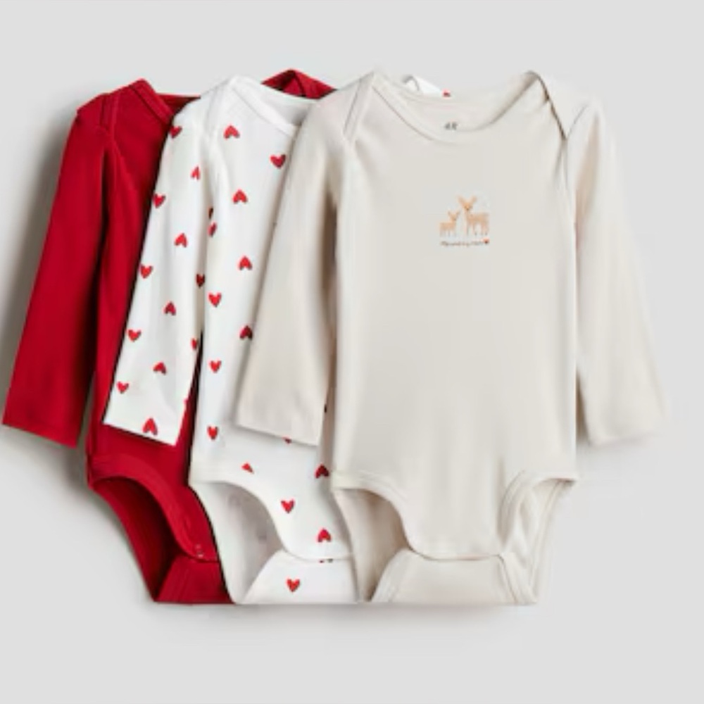 H&M Kids Bodysuit Set - Red, White, Cream